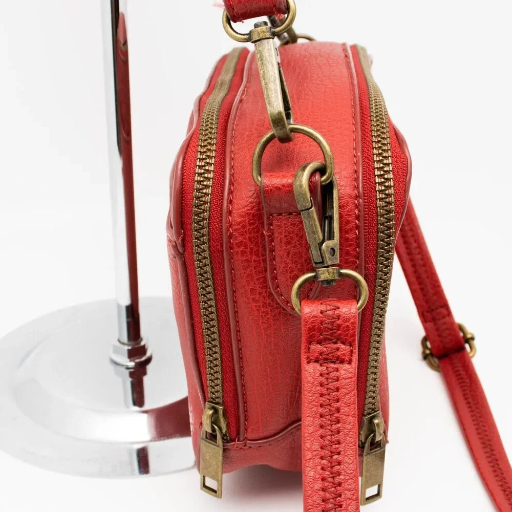 Carlos Santana CARLOS Red Faux Leather Crossbody Handbag